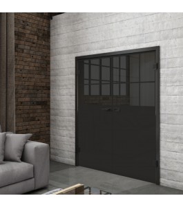 Ganzglastür Loft Schwarzlack 27 Auf Grauglas
