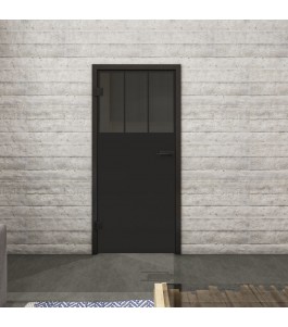 Ganzglastür Loft Schwarzlack 29 Auf Grauglas