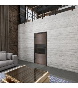 Ganzglastür Loft Rosteisen Genietet 30 Auf Grauglas