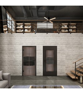 Ganzglastür Loft Rosteisen Genietet 30 Auf Grauglas