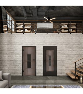 Ganzglastür Loft Rosteisen Genietet 35 Auf Grauglas