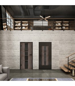 Ganzglastür Loft Rosteisen Genietet 36 Auf Grauglas