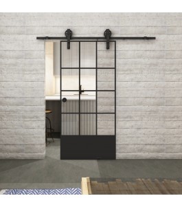 Glasschiebetür BARN-LINE Loft Schwarzlack 37 Auf Klarglas