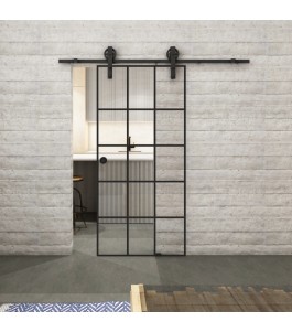 Glasschiebetür BARN-LINE Loft Schwarzlack 09 Auf Klarglas