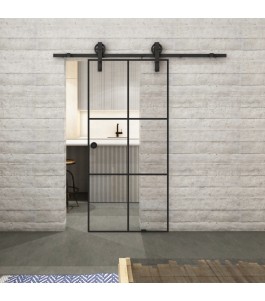Glasschiebetür BARN-LINE Loft Schwarzlack 07 Auf Klarglas