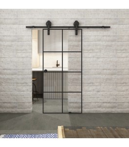 Glasschiebetür BARN-LINE Loft Schwarzlack 06 Auf Klarglas