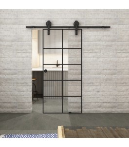 Glasschiebetür BARN-LINE Loft Schwarzlack 05 Auf Klarglas