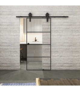 Glasschiebetür BARN-LINE Loft Schwarzlack 02 Auf Klarglas