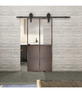 Glasschiebetür BARN-LINE Loft Rosteisen Genietet 20 Auf Klarglas