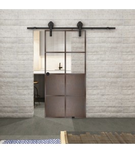 Glasschiebetür BARN-LINE Loft Rosteisen Genietet 18 Auf Klarglas