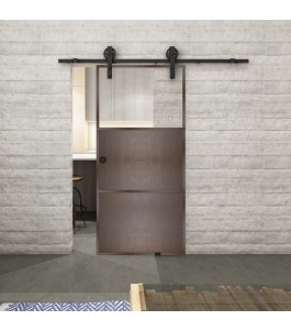 Glasschiebetür BARN-LINE Loft Rosteisen Genietet 15 Auf Klarglas