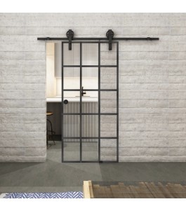 Glasschiebetür BARN-LINE Loft Schwarzeisen Genietet 09 Auf Klarglas