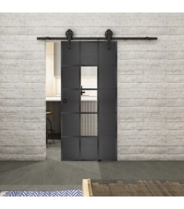 Glasschiebetür BARN-LINE Loft Schwarzeisen Genietet 34 Auf Klarglas