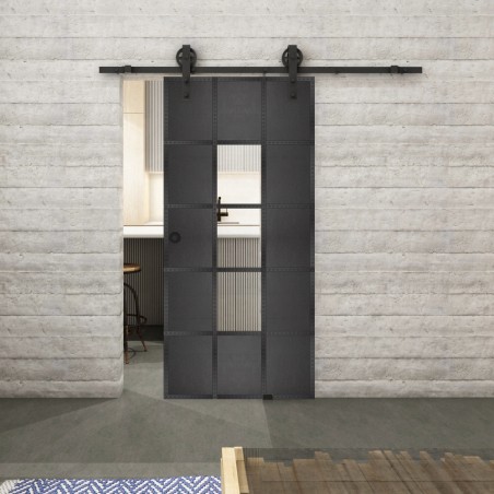 Glasschiebetür BARN-LINE Loft Schwarzeisen Genietet 34 Auf Klarglas