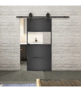 Glasschiebetür BARN-LINE Loft Schwarzeisen Genietet 26 Auf Klarglas