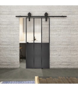 Glasschiebetür BARN-LINE Loft Schwarzeisen Genietet 24 Auf Klarglas