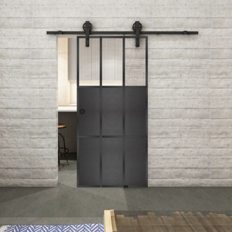 Glasschiebetür BARN-LINE Loft Schwarzeisen Genietet 23 Auf Klarglas