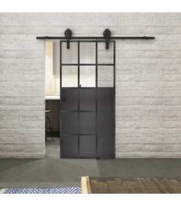 Glasschiebetür BARN-LINE Loft Schwarzeisen Genietet 21 Auf Klarglas