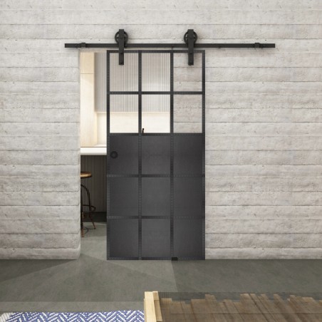 Glasschiebetür BARN-LINE Loft Schwarzeisen Genietet 21 Auf Klarglas