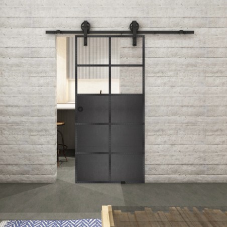 Glasschiebetür BARN-LINE Loft Schwarzeisen Genietet 17 Auf Klarglas