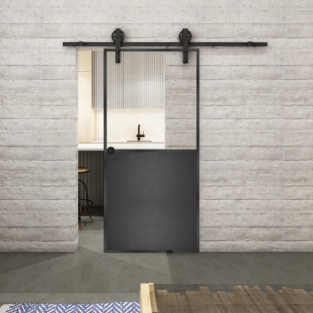 Glasschiebetür BARN-LINE Loft Schwarzeisen Genietet 16 Auf Klarglas