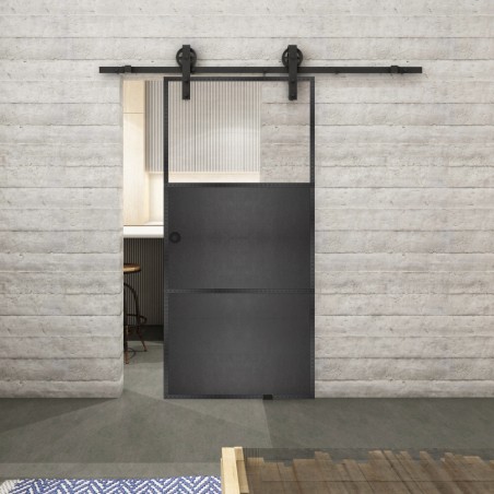 Glasschiebetür BARN-LINE Loft Schwarzeisen Genietet 15 Auf Klarglas