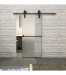 Glasschiebetür BARN-LINE Loft Schwarzlack 08 Blickdicht