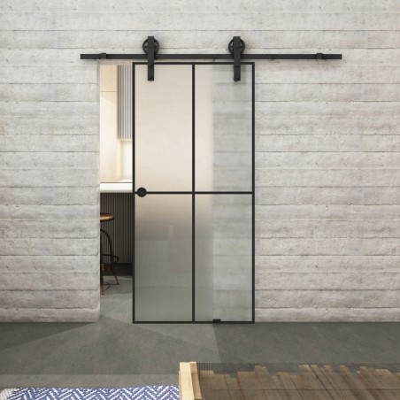 Glasschiebetür BARN-LINE Loft Schwarzlack 08 Blickdicht