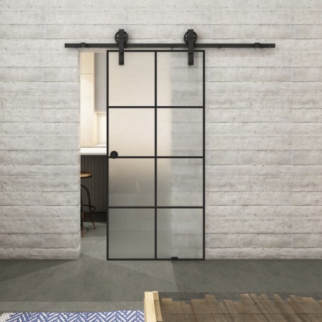 Glasschiebetür BARN-LINE Loft Schwarzlack 06 Blickdicht