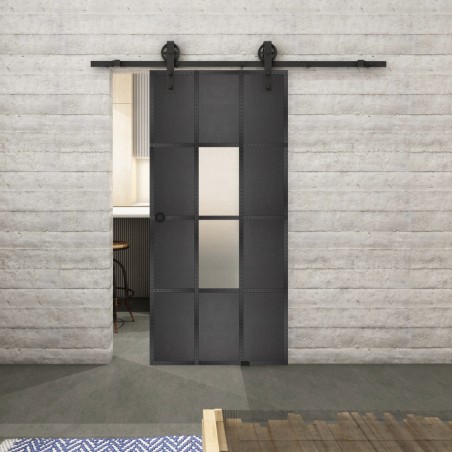 Glasschiebetür BARN-LINE Loft Schwarzeisen Genietet 35 Blickdicht