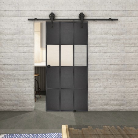 Glasschiebetür BARN-LINE Loft Schwarzeisen Genietet 32 Blickdicht
