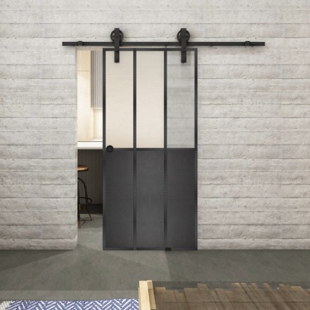 Glasschiebetür BARN-LINE Loft Schwarzeisen Genietet 24 Blickdicht