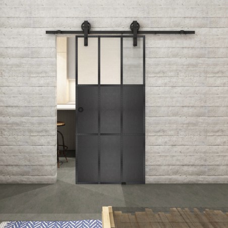 Glasschiebetür BARN-LINE Loft Schwarzeisen Genietet 23 Blickdicht