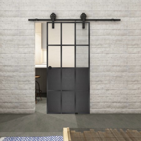 Glasschiebetür BARN-LINE Loft Schwarzeisen Genietet 22 Blickdicht