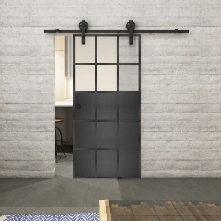 Glasschiebetür BARN-LINE Loft Schwarzeisen Genietet 21 Blickdicht