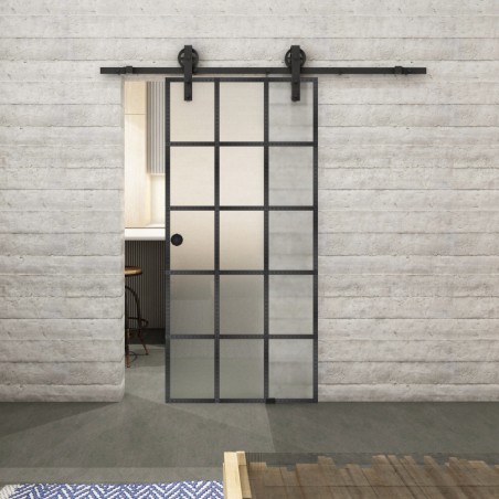Glasschiebetür BARN-LINE Loft Schwarzeisen Genietet 09 Blickdicht