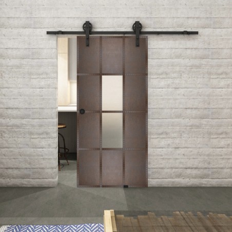 Glasschiebetür BARN-LINE Loft Rosteisen Genietet 35 Blickdicht