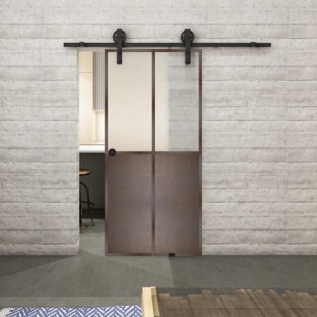 Glasschiebetür BARN-LINE Loft Rosteisen Genietet 20 Blickdicht