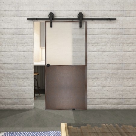 Glasschiebetür BARN-LINE Loft Rosteisen Genietet 16 Blickdicht