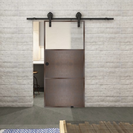 Glasschiebetür BARN-LINE Loft Rosteisen Genietet 15 Blickdicht