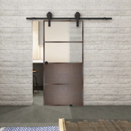 Glasschiebetür BARN-LINE Loft Rosteisen Genietet 14 Blickdicht