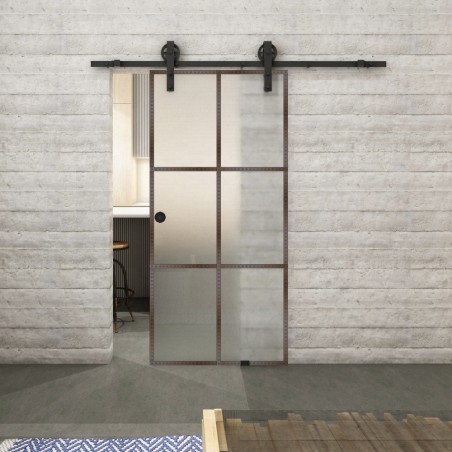 Glasschiebetür BARN-LINE Loft Rosteisen Genietet 07 Blickdicht