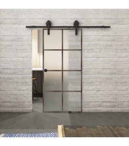 Glasschiebetür BARN-LINE Loft Rosteisen Genietet 06 Blickdicht