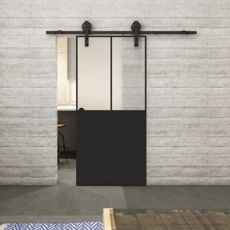 Glasschiebetür BARN-LINE Loft Schwarzlack 26 Blickdicht Glasschiebetür BARN-LINE Loft Schwarzlack 26 Blickdicht