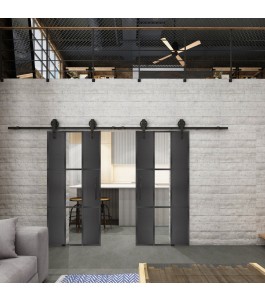 Glasschiebetür BARN-LINE Loft Schwarzeisen Genietet 36 Auf Klarglas