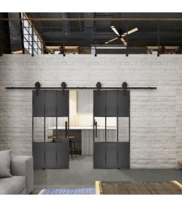 Glasschiebetür BARN-LINE Loft Schwarzeisen Genietet 33 Auf Klarglas