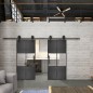 Glasschiebetür BARN-LINE Loft Schwarzeisen Genietet 30 Auf Klarglas Glasschiebetür BARN-LINE Loft Schwarzeisen Genietet 30 Auf Klarglas