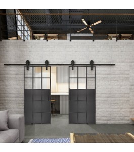 Glasschiebetür BARN-LINE Loft Schwarzeisen Genietet 21 Auf Klarglas