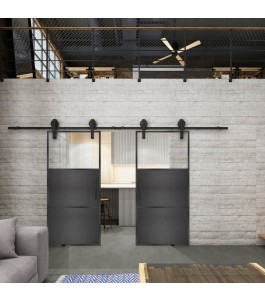 Glasschiebetür BARN-LINE Loft Schwarzeisen Genietet 15 Auf Klarglas