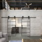 Glasschiebetür BARN-LINE Loft Schwarzeisen Genietet 01 Auf Klarglas